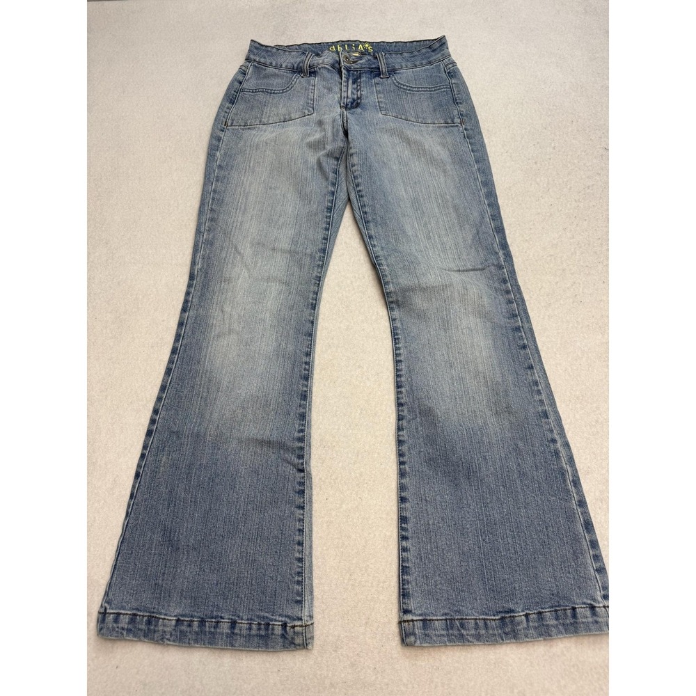 DELiA*s Jeans Womens 3/4 Blue Light Wash Low Rise Flare Stretch Denim Casual